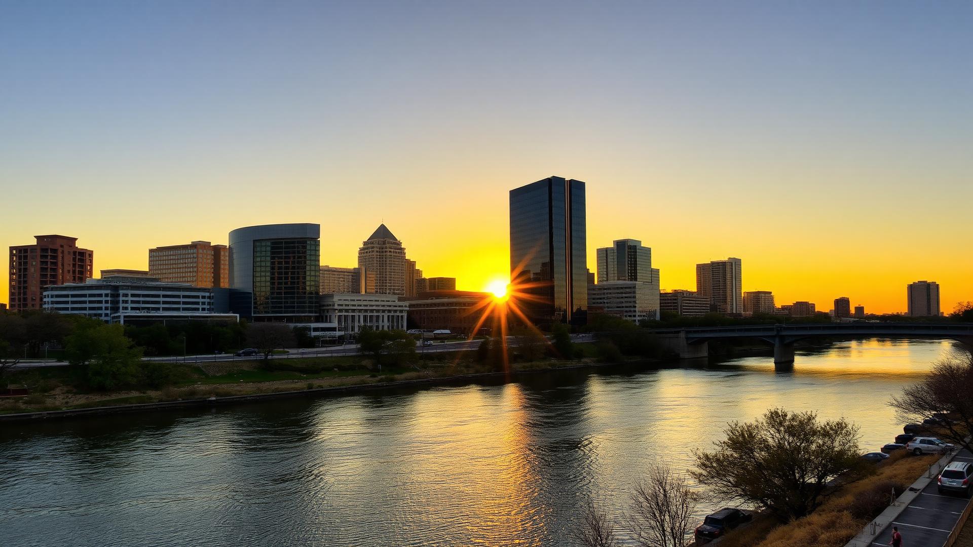 Austin Texas skyline at sunset